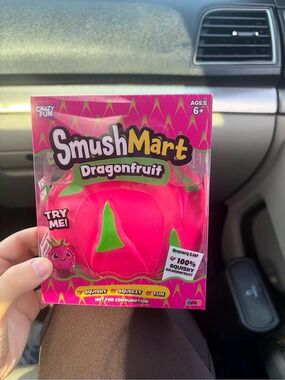 Crazy Fun SmushMart Dragonfruit Squishy Toy in Pink & Green NWT